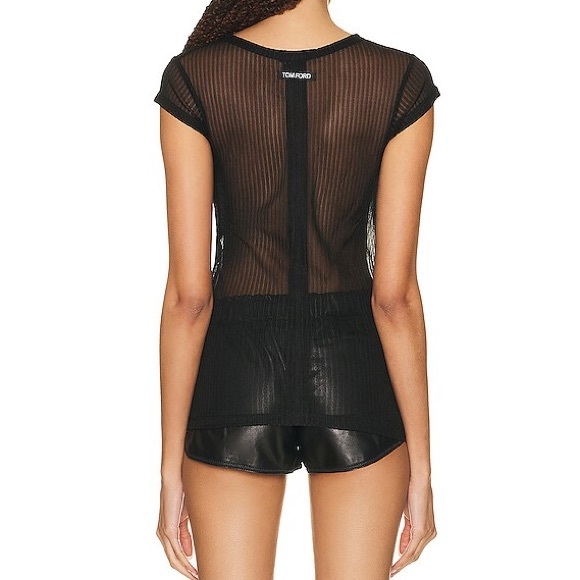 TOM FORD Rib Transparent Jersey Fitted T-Shirt - Picture 6 of 15